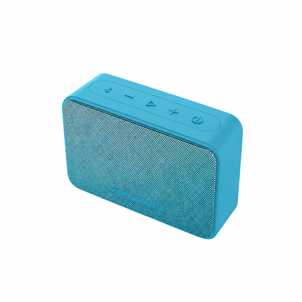 Blue Grundig GBT Solo speaker centered with white space on a square background