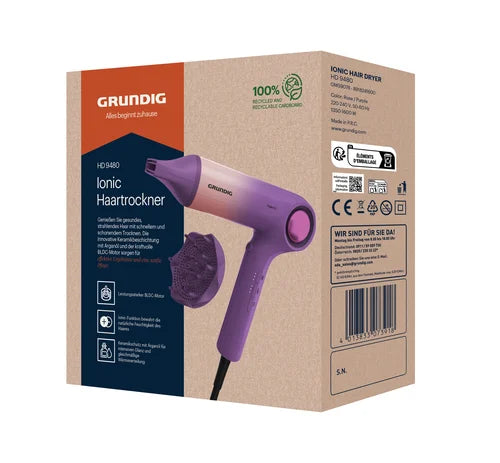 Grundig HD 9480 Hair Dryer, 1600W, BLDC Motor