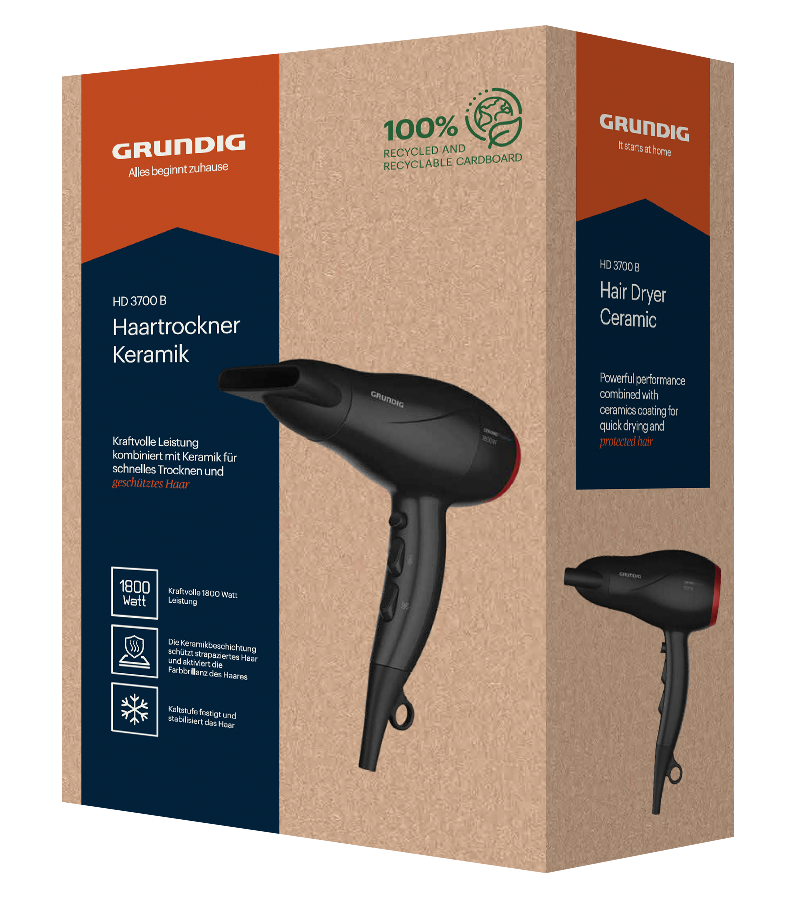 Grundig HD 3700 B Hair Dryer, 1800W